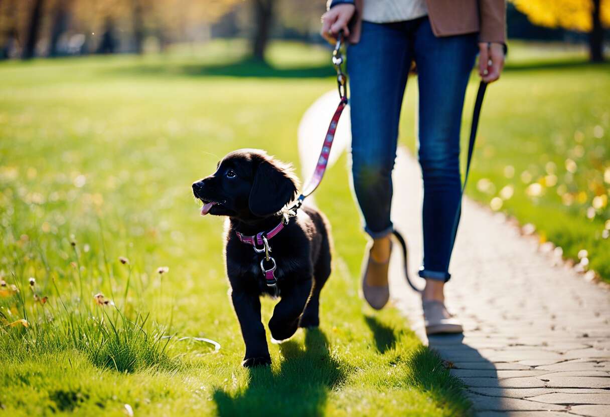 Premiers pas : initier le chiot ou le chien à la laisse