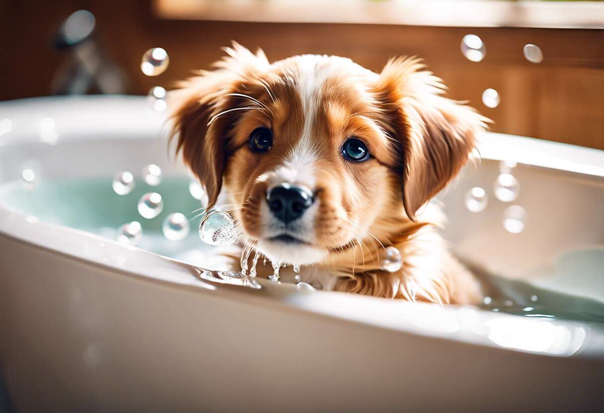 Préparer le premier bain de votre chiot