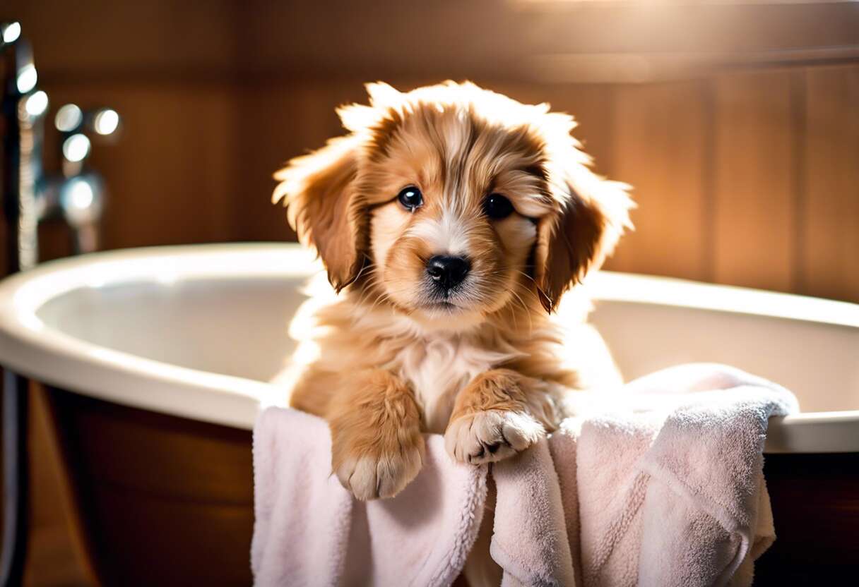Séchage et soins post-bain adaptés aux chiots