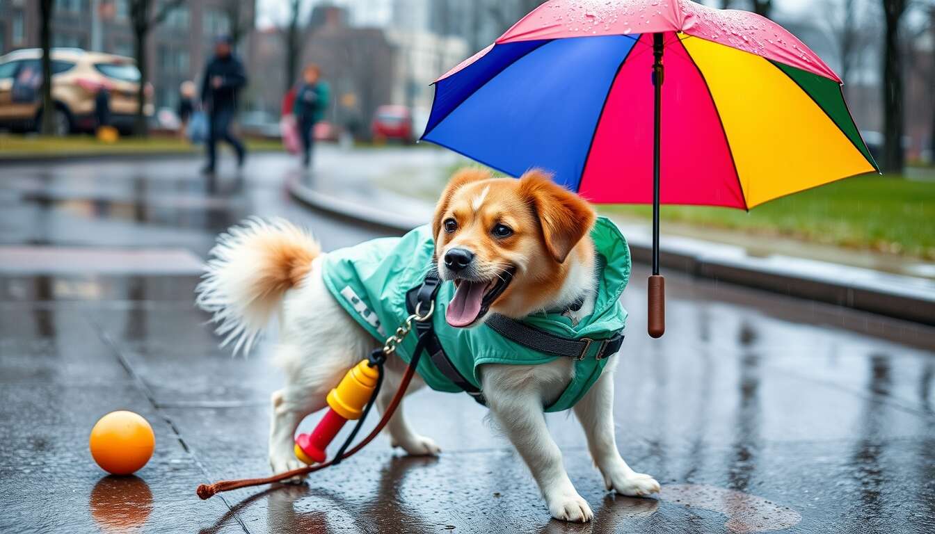 Préparer une promenade pluvieuse : l'équipement adapté pour votre chien