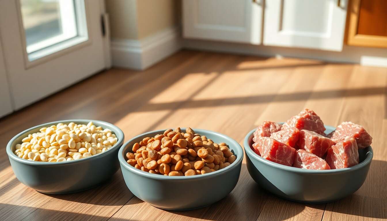 Choisir entre croquettes, nourriture humide et crue