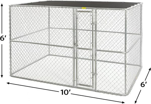 MidWest Homes for Pets Modèle K91066 Chenil portable en mailles de chaîne avec écran solaire, 304,8 x 182,88 x 182,88 cm, Argenté