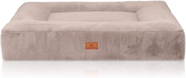 Knuffelwuff Lit orthopédique pour Chien avec Fourrure de Lapin Douce et Douillette Midland - 120 x 100 cm - Gris - Housse Amovible - Lavable - Coussin pour Chien pour Chiens de Grande, Moyenne et