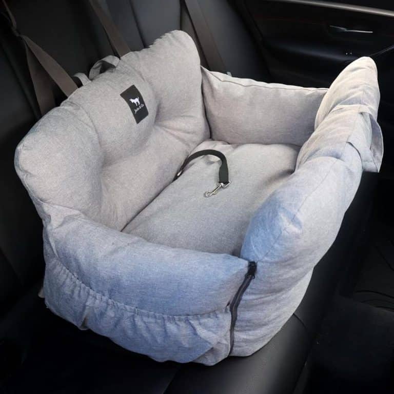 Siège Auto Pour Petit Chien Tivray - Pour Chiens Jusqu'à 9 Kg (20 Lbs) - Coussin Surélevé, Fond Antidérapant, Ceinture De Sécurité - Gris, 56 X 30 X 45 Cm