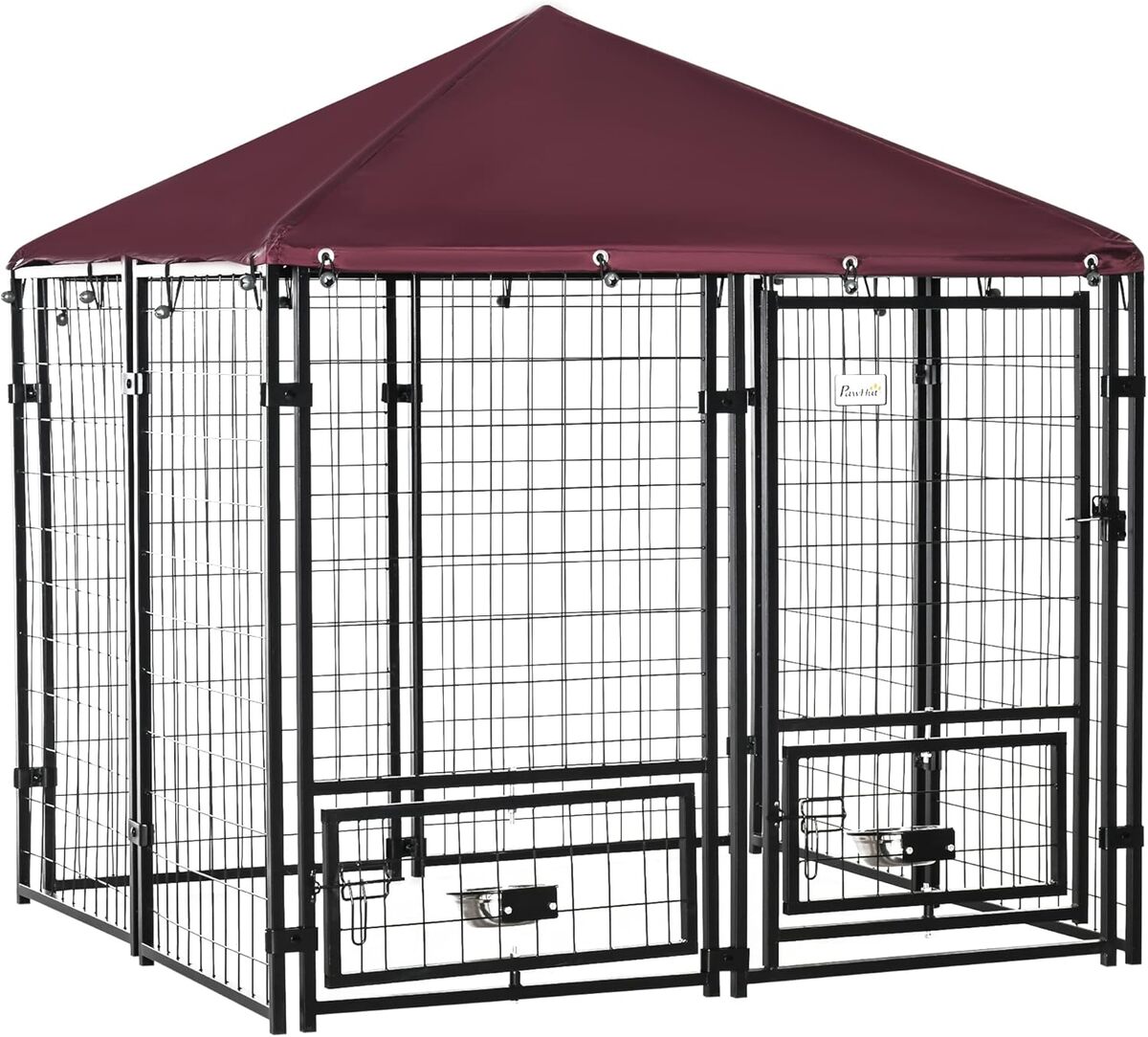Test PawHut chenil extérieur pour chiens avec toit résistant et supports de bol