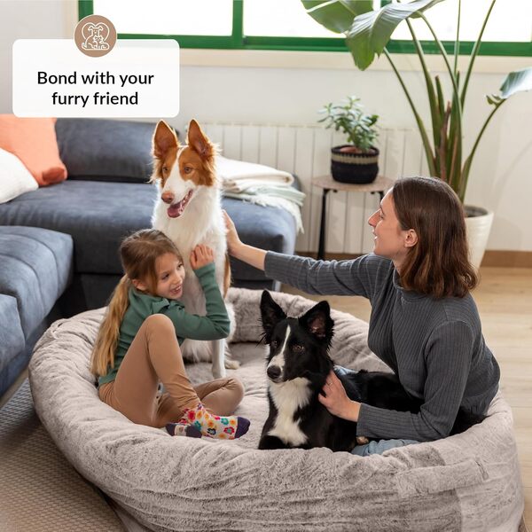 ODOXIA Lit Humain pour Chien Adultes Et Amis À Fourrure | Lit pour Chien Humain Chaud Et Confortable | Panier Géant pour Humain Et Animal | Housse Détachable