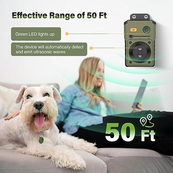 Anti Aboiements Chiens, 3 Réglable Fréquence Ultrasons Dispositifs Anti-aboiements, 50 Pieds Rechargeable Dispositif Dissuasion pour Petits et Grands Chiens Exterieu,anti aboiement chien,ultrason IPX4