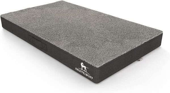 Knuffelwuff Ellenie Tapis orthopédique pour Chien, en Peluche et Velours, 140 x 100 cm, Gris, Dessous antidérapant, Facile à Nettoyer, pour Chiens de Grande, Moyenne et Petite Taille