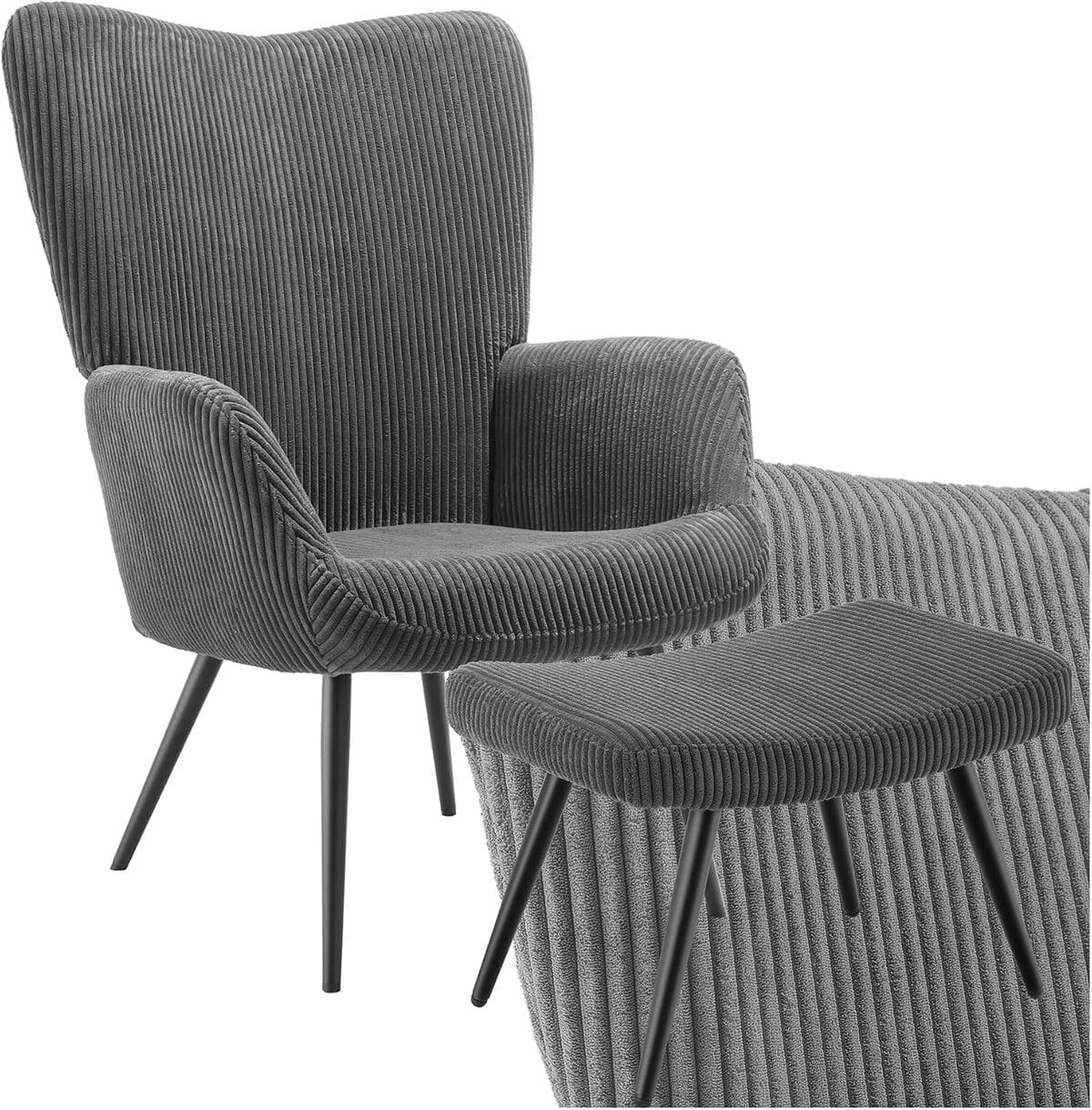 Avis sur le fauteuil moelleux TecTake en velours côtelé gris