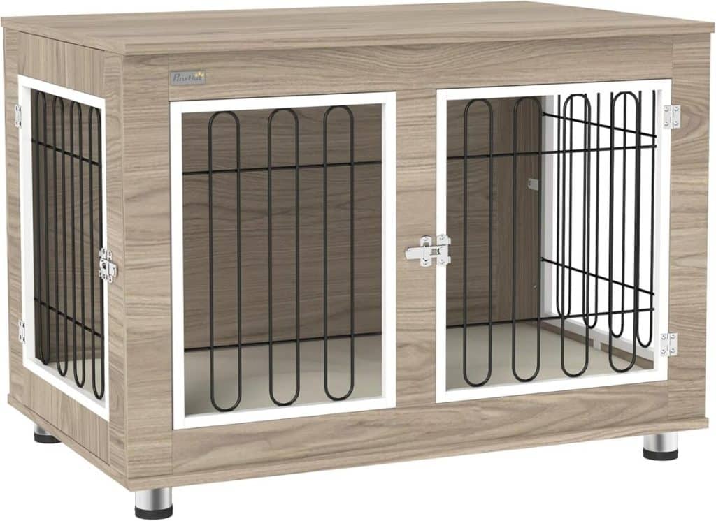 Test de la cage pour chien multifonction PawHut aspect noyer