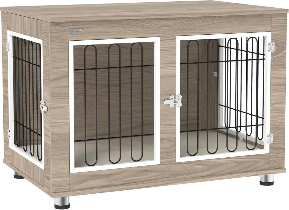 Test de la cage pour chien multifonction PawHut aspect noyer