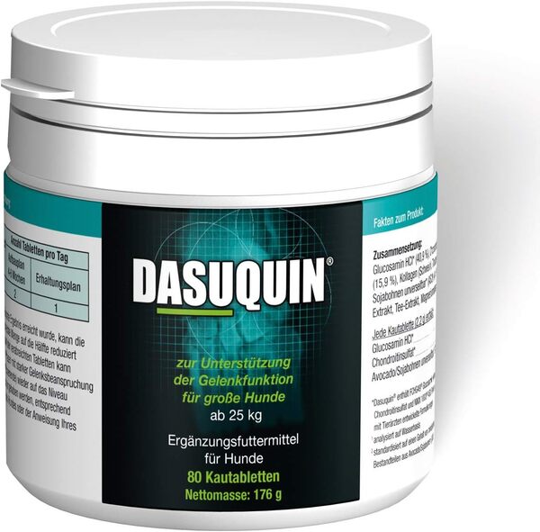 ecuphar Dasuquin Lot de 2 paquets de 80 comprimés à mâcher pour chiens à partir de 25 kg Peut être utile pour soutenir la fonction articulaire Bonne tolérance