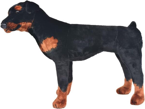 vidaXL Jouet en Peluche Chien de Race Rottweiler Marron et Noir XXL Poupée