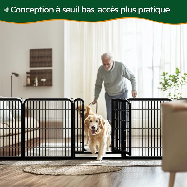 Yaheetech Parc pour Chien 12 Panneaux Cage pour Chiens Enclos Chien Chiot Lapin Rongeur en métal 80 cm de Hauteur