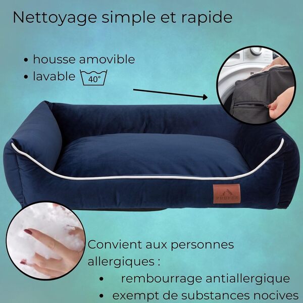 Panier Chien Dehoussable et Lavable, Lit 100 x 80 cm, Coussin Dog Bed, Canapé