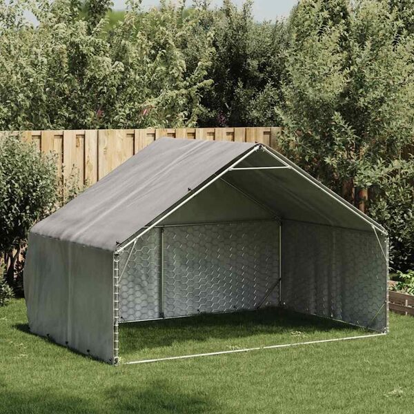 vidaXL Niche d'extérieur pour Chien avec Couvercle, 3 x 2 x 1,9 m, Acier galvanisé