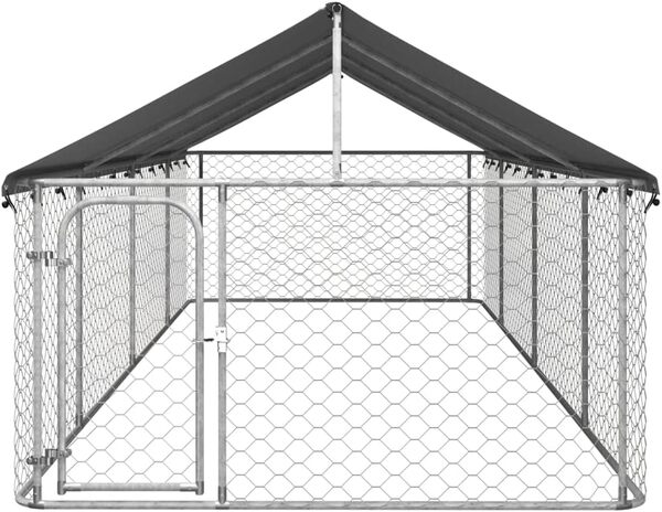 Chenil d'extérieur pour Chien, Enclos Niche Cage pour Chien Métal Chenil extérieur avec Toit 600x200x150 cm