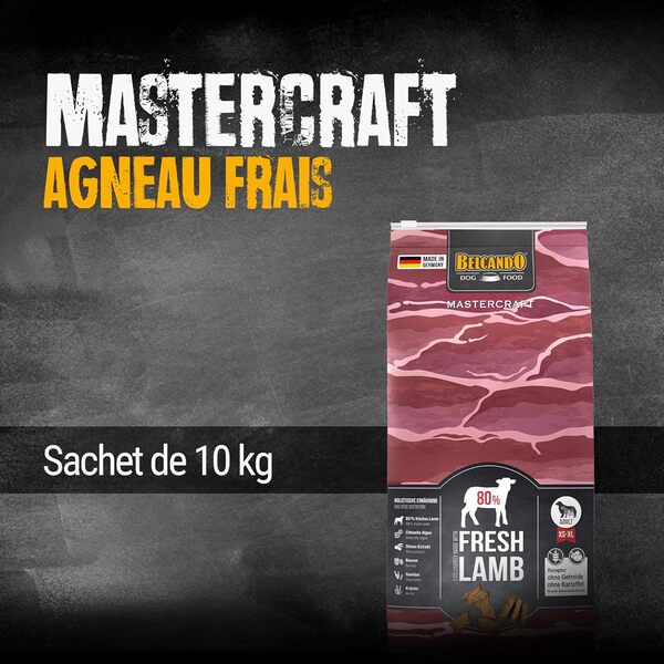 BELCANDO Mastercraft Fresh Lamb [10kg] Nourriture sèche pour Chiens | 80% de Viande fraîche | Nourriture pour Chiens sans céréales avec Agneau | Variété Pure | pour Toutes Les Races