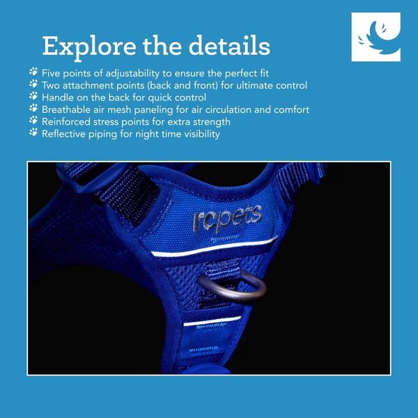 RC Pet Products Momentum Harnais pour Chien Bleu Sarcelle Taille XL