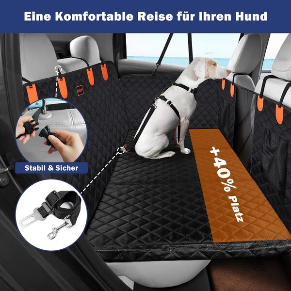JOEJOY Protection Siege Voiture Chien, Extension Housse Protection Voiture Chien Résistant Aux Rayures Imperméable, Fond Rigide, Noir