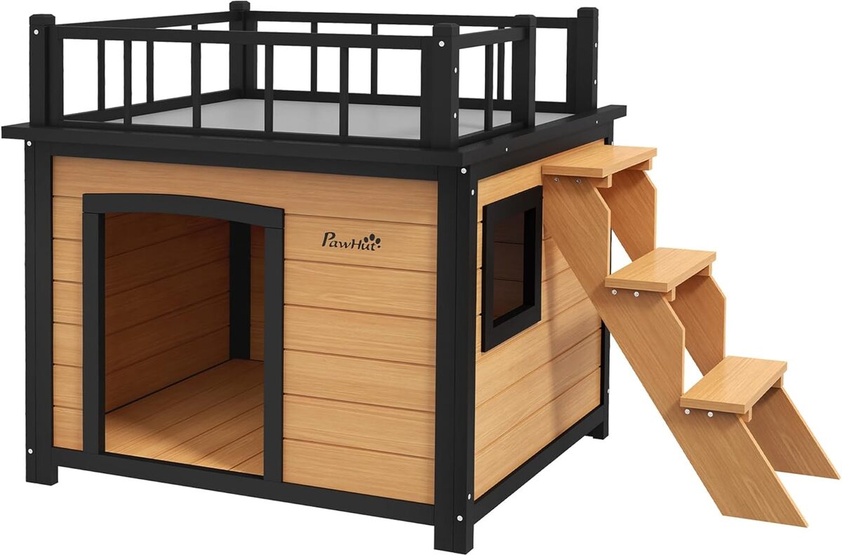 Test de la niche surélevée PawHut avec balcon en bois de sapin