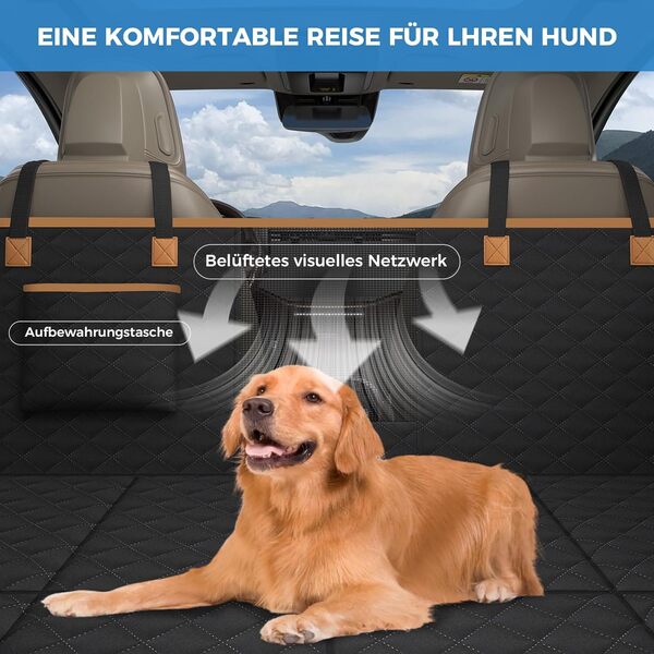 Protection Voiture Chien Siege Arriere - Imperméable et Anti-Rayures - avec 8 Plaques de Bois Dur Solides - pour La Plupart des Voitures SUV