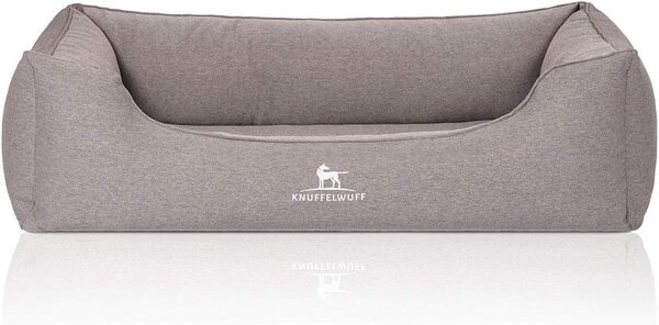 Knuffelwuff Leano Panier Orthopédique en Velours avec Aspect Tissage à Main Gris XL 105 x 75 cm