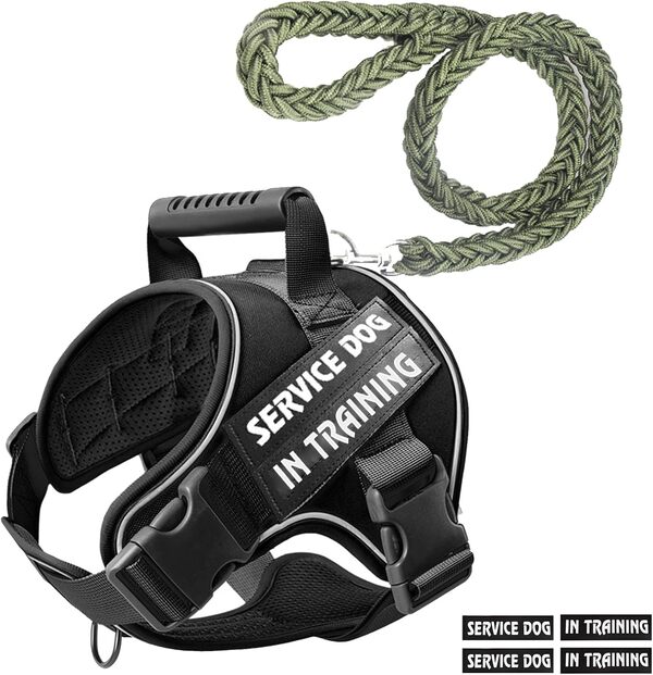 COFFLY Harnais tactique robuste pour chiens - gilet rembourré doux et réglable avec pape tissé à la main pour le travail - Taille L (noir, taille L)