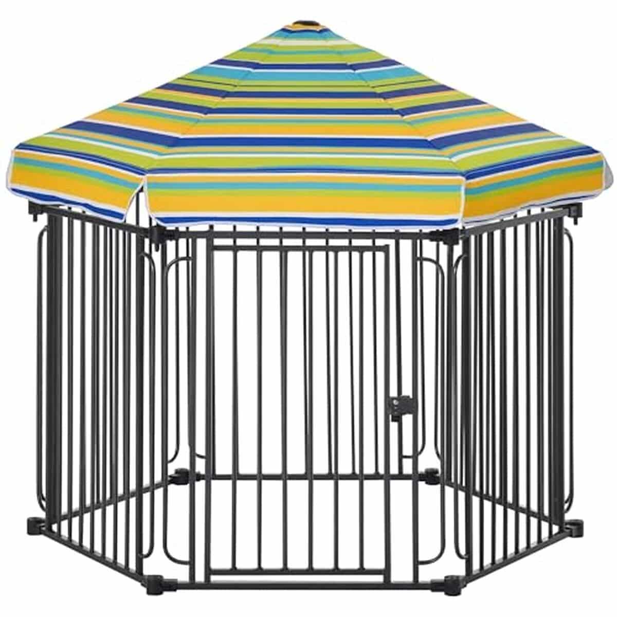 Test du parc Pawhut pour animaux : clôtures en métal avec toit sécurisé