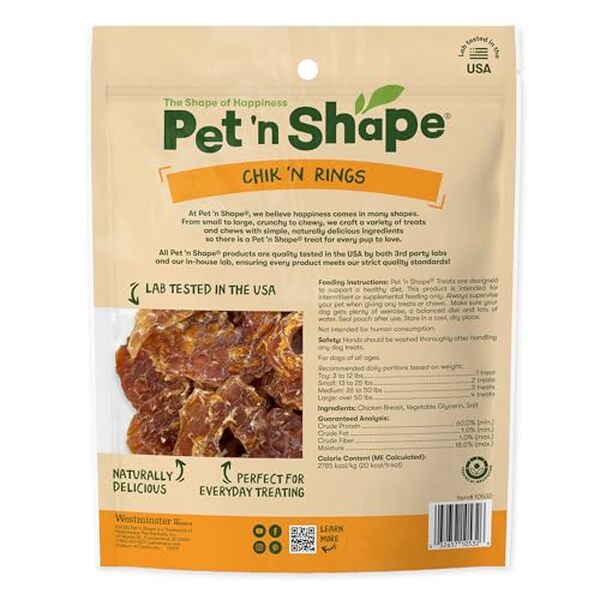 Découvrez notre évaluation des friandises Pet 'n Shape Chik 'n Rings pour chien : une gourmandise savoureuse pour vos compagnons à quatre pattes, idéale pour récompenser et faire plaisir tout en veillant à leur bien-être.