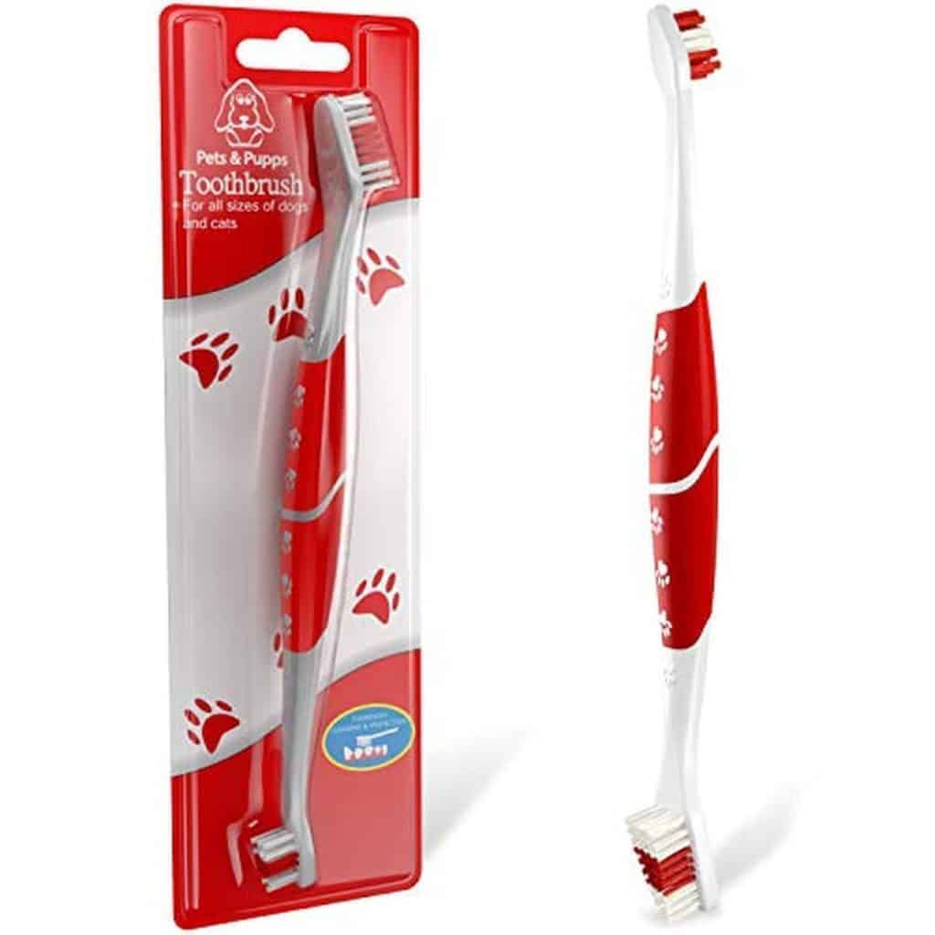 Test de la brosse à dents à double tête pour chiens et chats
