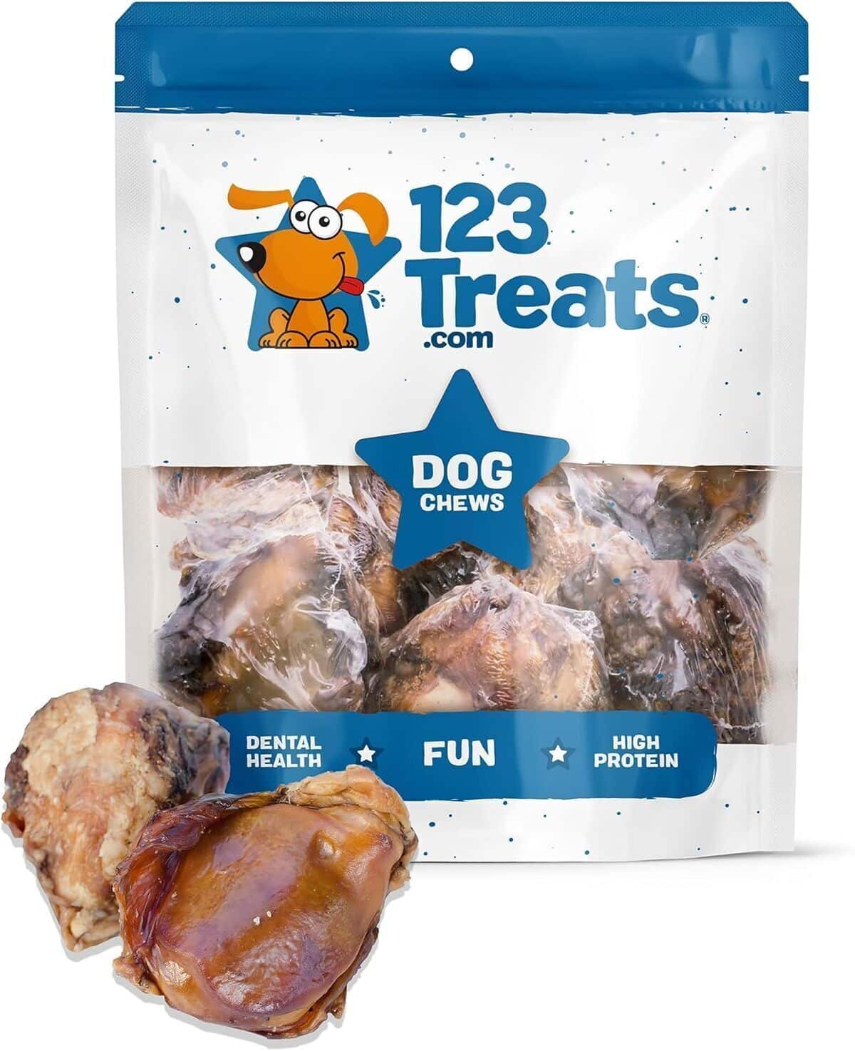 Test des oreilles de porc 123 Treats : friandises naturelles pour chiens (100 unités)