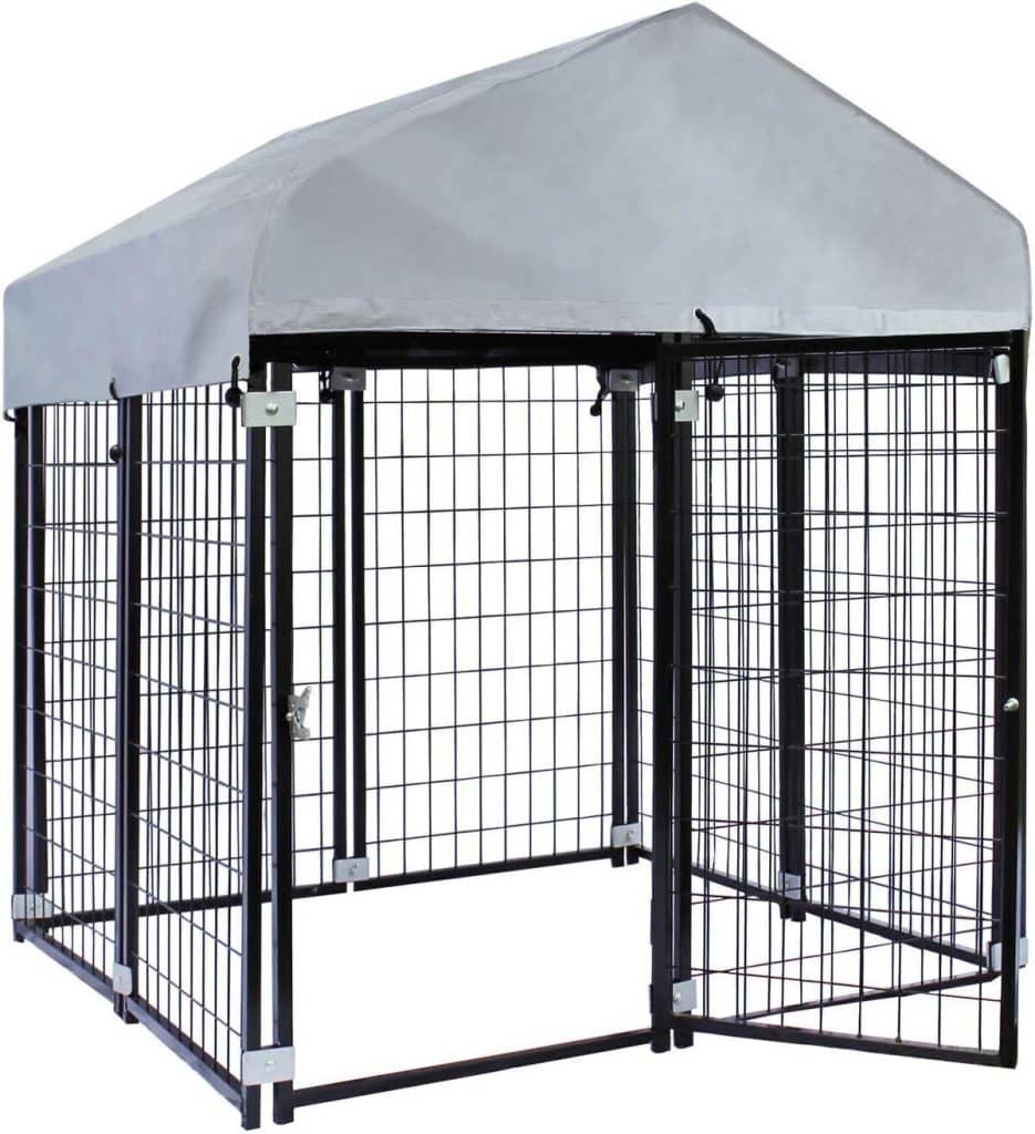 Test du chenil Wiltec : enclos extérieur avec protection solaire