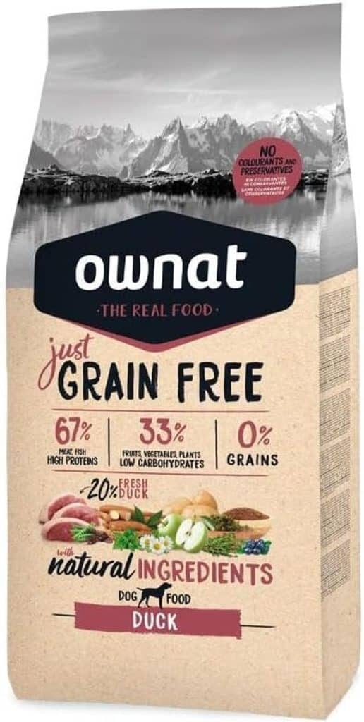 Test : nourriture sans céréales Ownat au canard (14 kg) pour chiens
