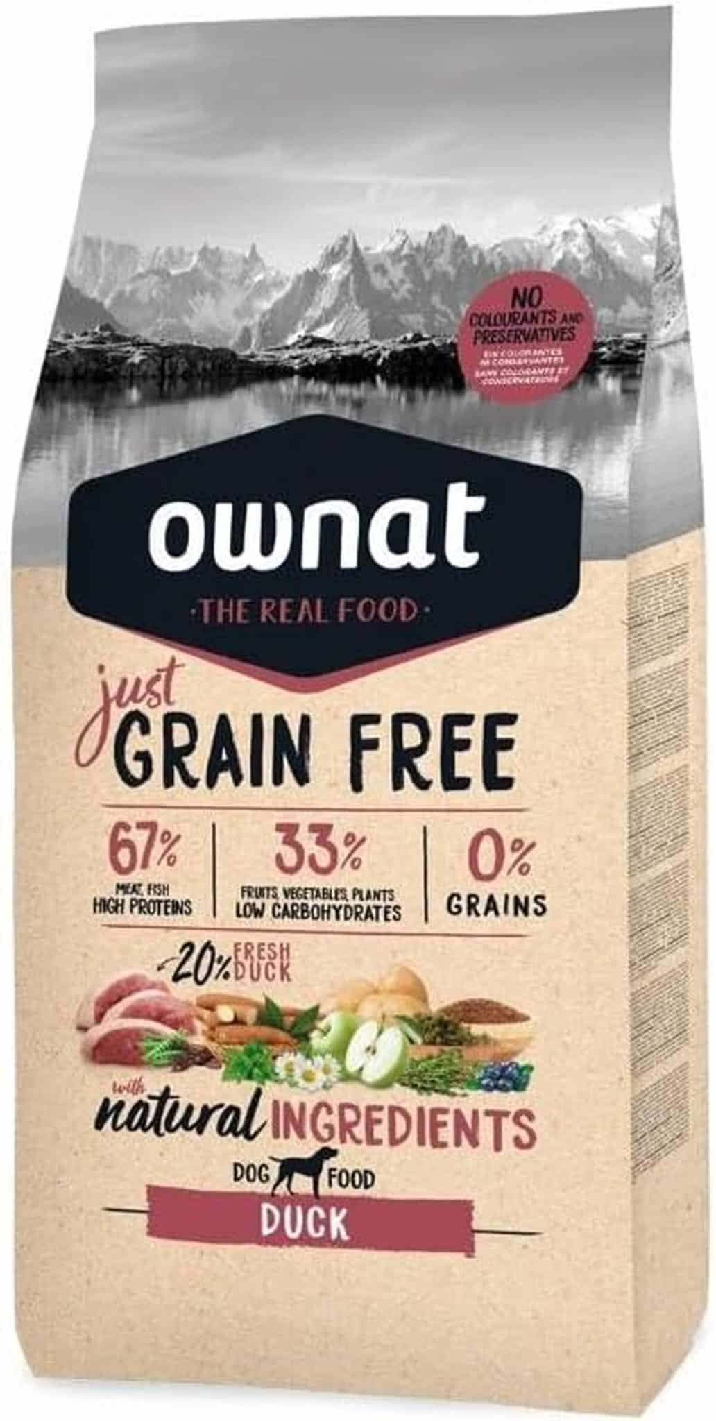 Test : nourriture sans céréales Ownat au canard (14 kg) pour chiens