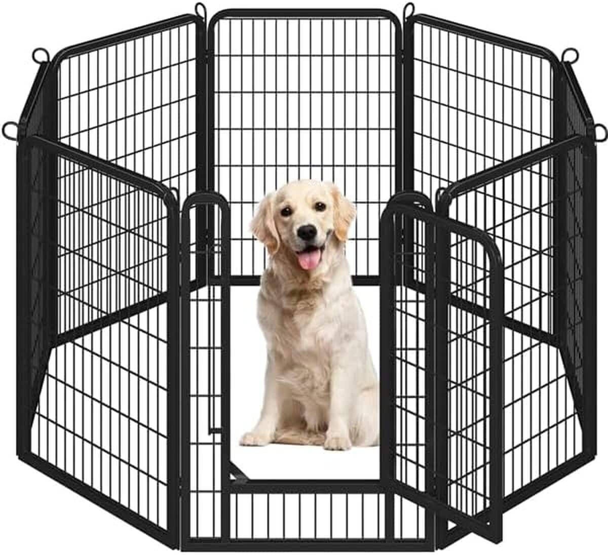 Test parc à chien Yaheetech : enclos 8 panneaux en métal avec porte